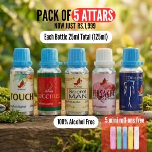 Pack of 5 Attars – Fresh, Floral & Designer Inspired Mix (25ml Each)