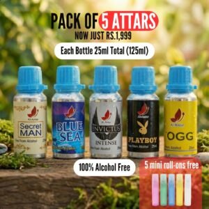 Pack of 5 Attars – Fresh & Bold Everyday Mix (25ml Each)
