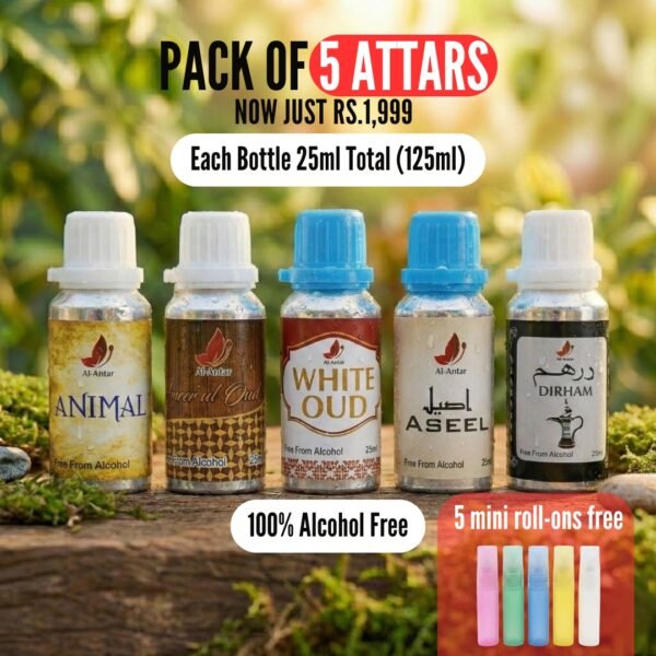 Pack of 5 Attars – Oud & Arabic Collection (25ml Each)