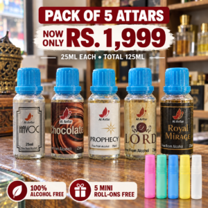 Pack of 5 Attars – Bold & Unique Fragrance Set (25ml Each)