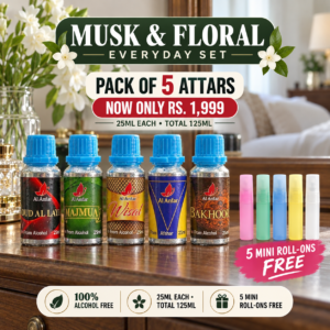 Pack of 5 Attars – Traditional Oud & Bakhoor Collection (25ml Each)
