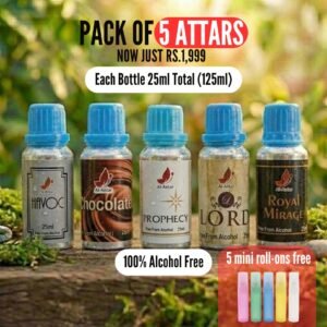 Pack of 5 Attars – Bold & Unique Fragrance Set (25ml Each)
