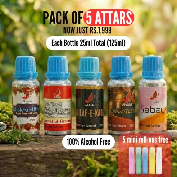 Pack of 5 Attars – Sacred & Traditional Attar Set (25ml Each)