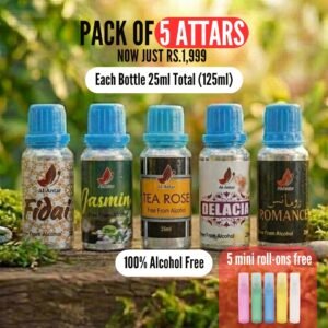 Pack of 5 Attars – Floral & Romantic Attar Set (25ml Each)