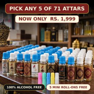 Pick any 5 of 71 attars - Rs 1,999 with 5 free mini roll-ons
